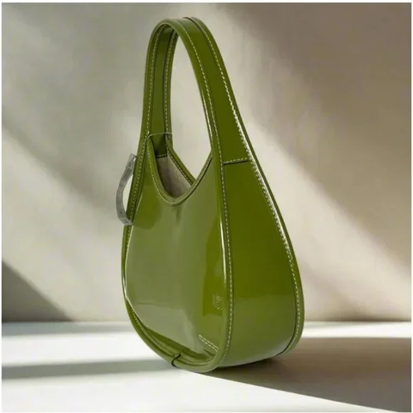 Coach Coachtopia Ergo Bag Olive Crinkle Patent Leather Shoulder CQ003 - Picture 4 of 11